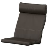 Coussin de fauteuil POÄNG, cuir noir avec appui-tête, doux et durable.