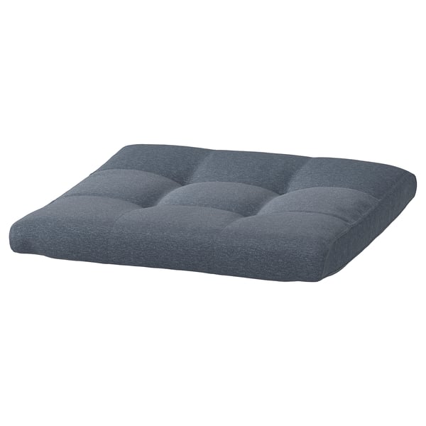 Coussin rectangle bleu, design capitonné, tissu gunnared durable.