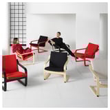 POÄNG Fauteuil dossier bas, brun noir/Katorp écru/beige