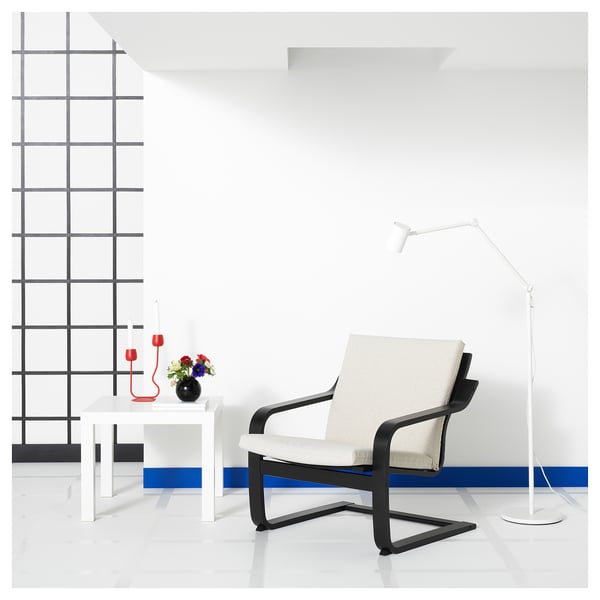 POÄNG Fauteuil dossier bas, brun noir/Katorp écru/beige