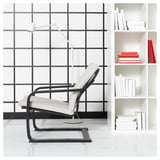 POÄNG Fauteuil dossier bas, brun noir/Katorp écru/beige