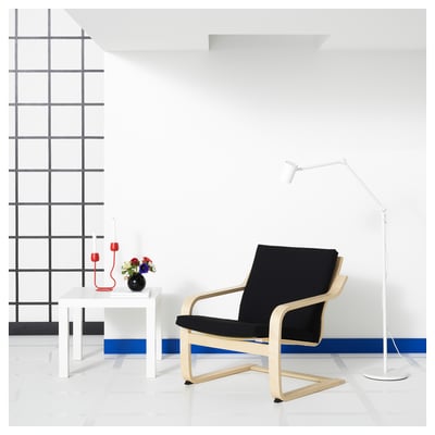 POÄNG Fauteuil dossier bas, écru/beige/Vissle noir