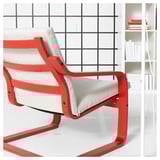 POÄNG Fauteuil dossier bas, rouge/Katorp écru/beige