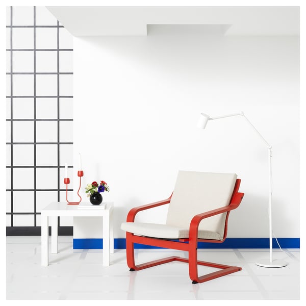 POÄNG Fauteuil dossier bas, rouge/Katorp écru/beige