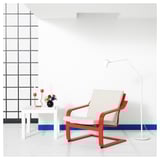 POÄNG Fauteuil dossier bas, rouge/Katorp écru/beige