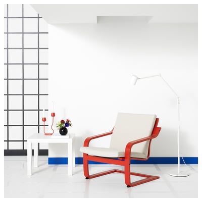 POÄNG Fauteuil dossier bas, rouge/Katorp écru/beige