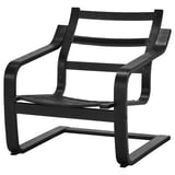 Chaise POÄNG noire de noboru nakamura, cadre en placage de bouleau, design incurvé.
