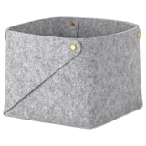 Panier en feutre gris PUDDA avec bouton en laiton, rangement polyvalent pour vêtements ou accessoires