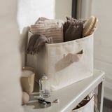 PURRPINGLA Corbeille, textile/beige, 30x25x25 cm