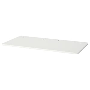Un plateau de table RELATERA blanc. Il est rectangulaire, fait d’une feuille de mélamine avec une surface résistante aux taches. Parfait pour l’école ou l’artisanat.