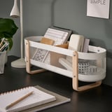 Organisateur de bureau en acier et bouleau blanc RISATORP avec maille et 2 compartiments.