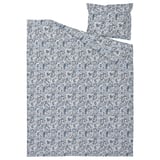 ENSEMBLE DE LITERIE RODGERSIA BLEU CACHEMIRE ; Motifs complexes sur mélange de coton, comprend une couette et des taies d’oreiller avec fermeture enveloppe.