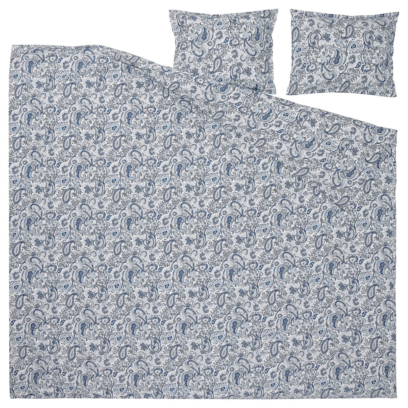 Parure De Lit 2 Personnes En Gaze De Coton Bleu Gris 240 X 220 Cm Housse De Couette Avec 2 Taies