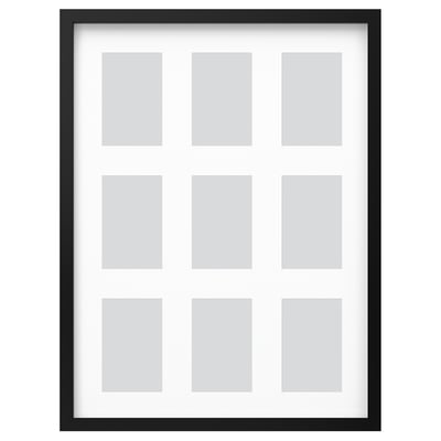 Cadre photo RÖDALM noir avec disposition en grille 3x3, design moderne, pour des photos 4x6.