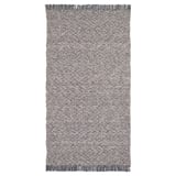 Tapis RÖRKÄR, gris, rectangulaire avec bords frangés, motifs de losanges complexes, 100 % coton.