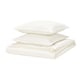 Parure de lit blanche RUNDHAGTORN : couette et oreillers rectangulaires, tissu lisse en coton-lin.