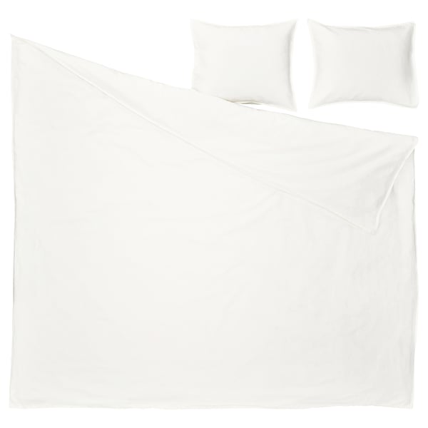 Parure de lit blanche RUNDHAGTORN : couette, 2 oreillers. Design net, propre et simple.