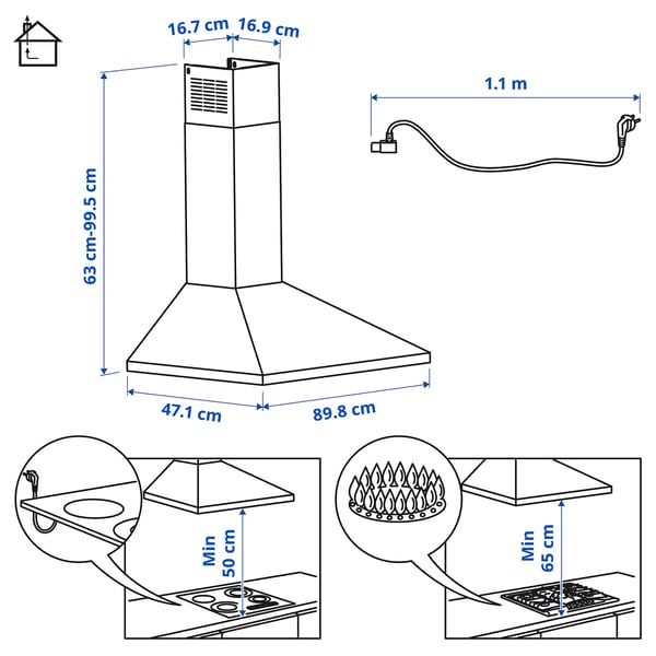 Illustration avec les mesures du produit : RYTMISK.