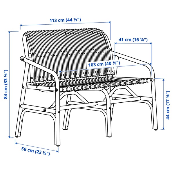 Illustration avec les mesures du produit : SALNÖ.