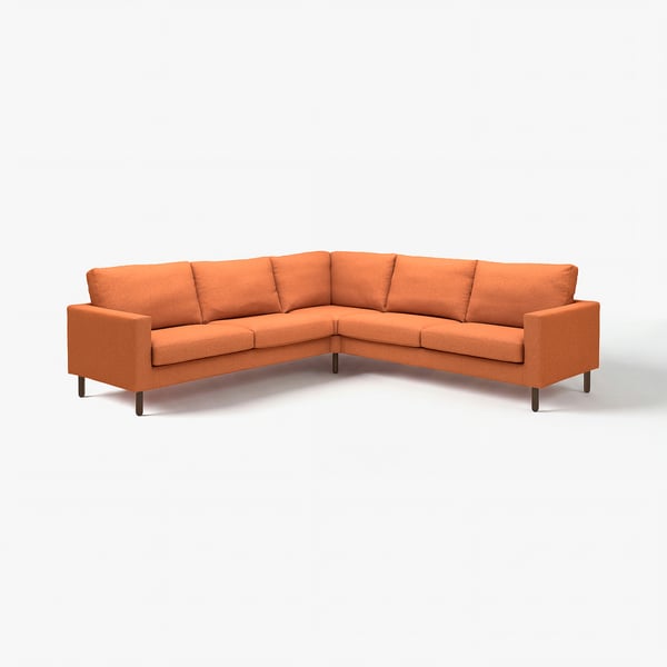 Canapé sectionnel SALTSJÖBADEN, terre cuite, pieds en bois, design minimaliste en forme de L.