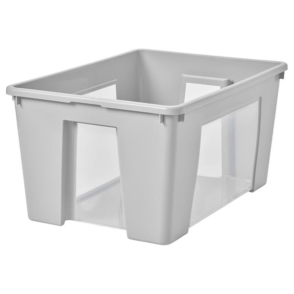 SAMLA Boîte, transparent/gris clair, 56x39x28 cm/45 l