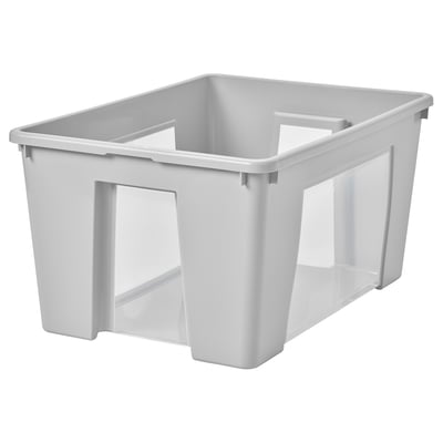 SAMLA Boîte, transparent/gris clair, 56x39x28 cm/45 l