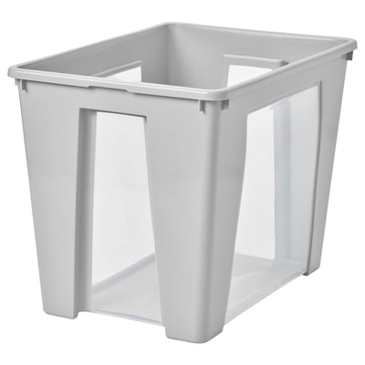 SAMLA Boîte, transparent/gris clair, 56x39x42 cm/65 l