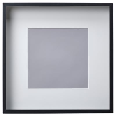 Cadre photo noir SANNAHED avec tapis gris, forme carrée, façade en plastique sûre.