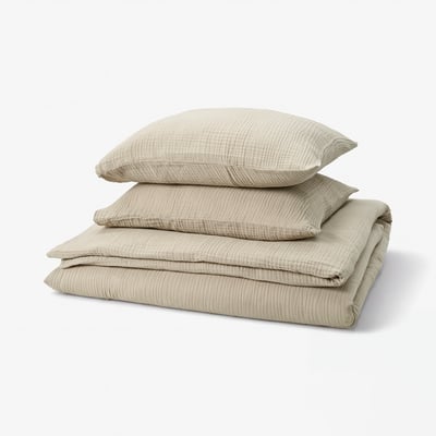 SCHERSMIN Housse de couette et 2 taies, gris-beige, 240x220/50x60 cm