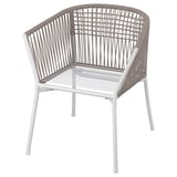 Chaise SEGERÖN, grise, d’extérieur. Corde tressée, cadre en acier thermolaqué, dos incurvé, design compact.