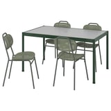 Ensemble de salle à manger d’extérieur SEGERÖN vert avec table pour parasol, 4 chaises respirantes.