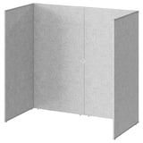 Séparateur de pièce gris SIDORNA, 3 panneaux, recouvert de tissu, avec cadres métalliques pour la division de l’espace de bureau.