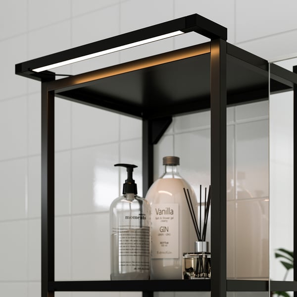 Étagère noire avec led, savon et diffuseur