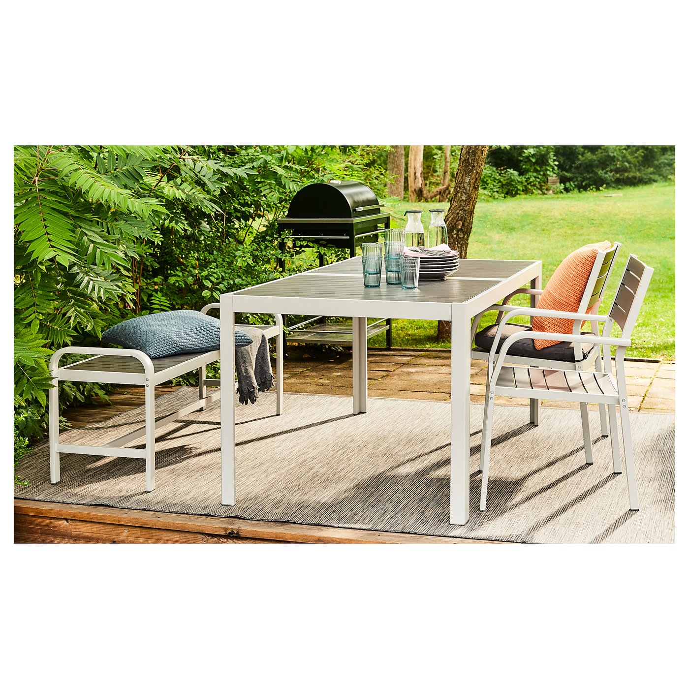 Sjalland Table 2 Ch Accoud Banc Exterieur Gris Fonce Ikea