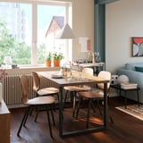 SKÅLSTA Chaise, plaqué noyer/profilé métal/noir-gris