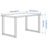 SKÅLSTA Table et 4 chaises, motif noyer/Knäbäck gris foncé profilé métal/noir-gris, 140x80 cm