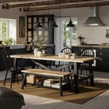 SKOGSTA Banc avec rangement, acacia/noir, 120 cm