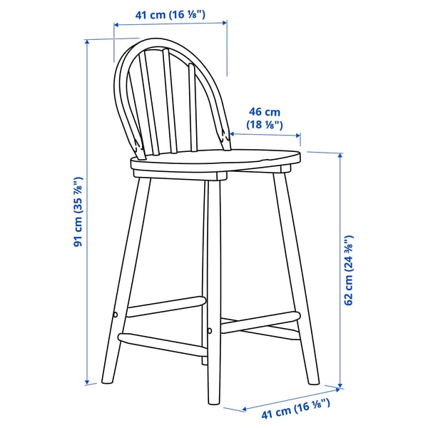 SKOGSTA Chaise de bar, hauteur plateau acacia, 62 cm