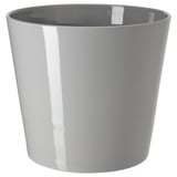Jardinière SKOGSVINBÄR grise, cylindrique, design moderne, en grès, utilisation intérieure/extérieure.