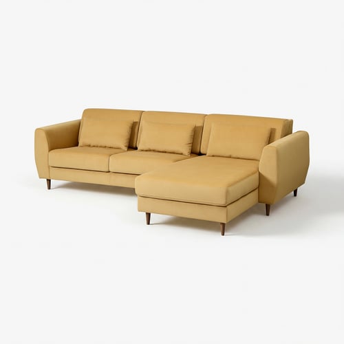 Canapé SLATORP moderne beige en forme de L, pieds en bois, sièges rembourrés et dossiers pour le confort.