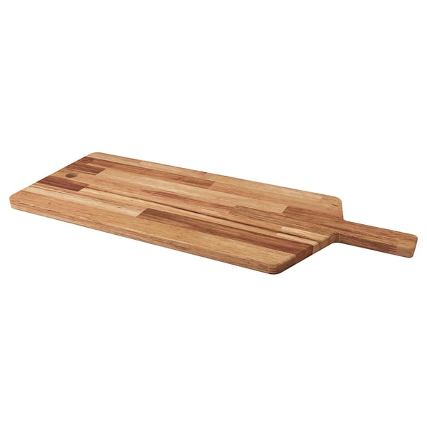 Planche à découper en bois SMÅÄTA avec poignée - acacia, design rustique.