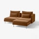 Canapé modulaire SÖDERHAMN marron avec sellerie en velours et pieds chromés.
