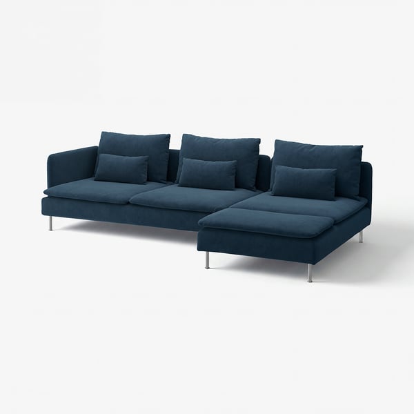 SÖDERHAMN Canapé 4 places + méridienne, et sans accoudoir/Kelinge bleu foncé