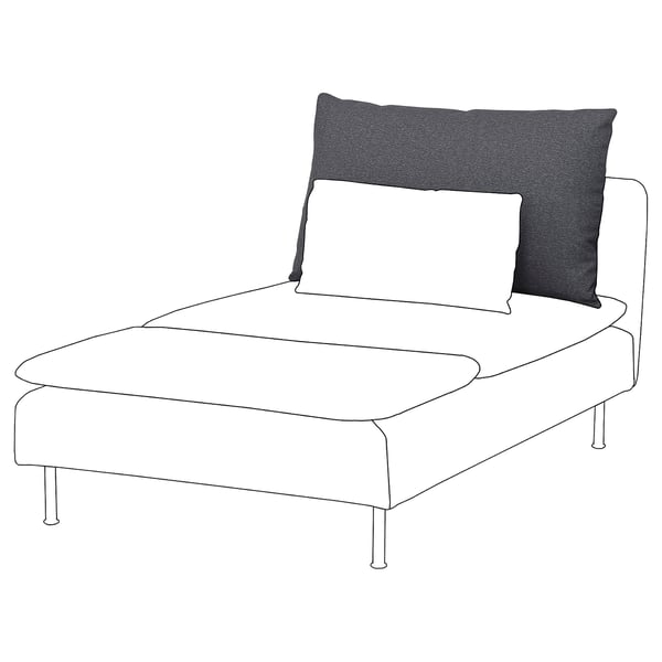 Chaise longue SÖDERHAMN. Blanc, épuré et moderne. Coussins gris foncé et blancs, rehaussés sur des pieds minces.