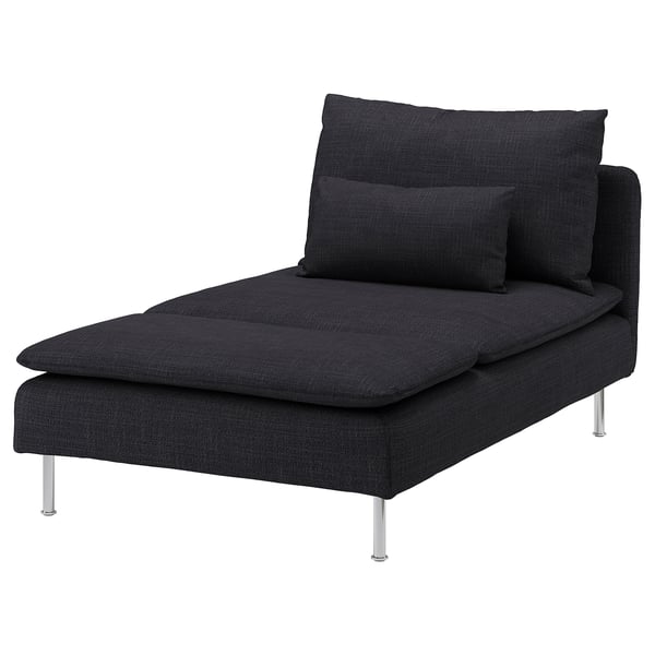 Une chaise longue SÖDERHAMN gris foncé au design élégant et moderne, soutenue par des pieds en métal.