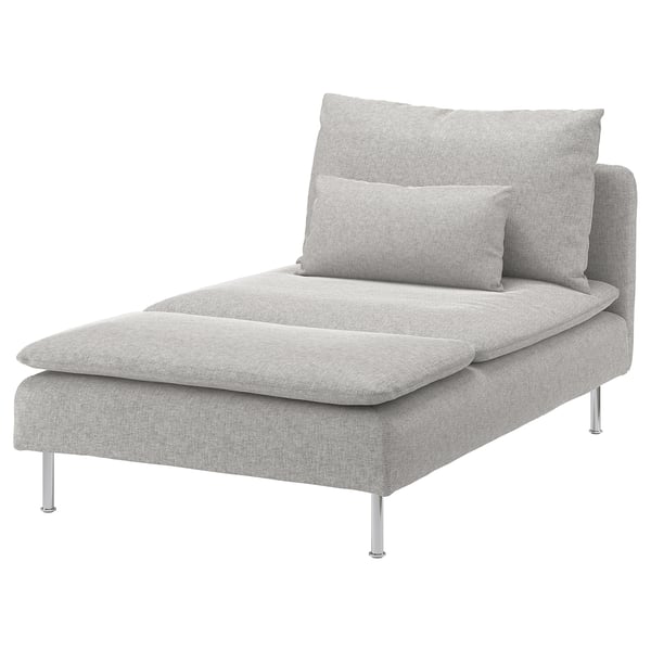 SÖDERHAMN Méridienne gris clair ; Design élégant avec des pieds en métal, un tissu moelleux, un dossier et un oreiller.