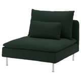 Chaise SÖDERHAMN vert foncé, design moderne avec pieds en métal, coussins moelleux.