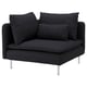 Chaise canapé d’angle gris foncé SÖDERHAMN, design minimaliste moderne avec des assises profondes, pieds en métal.