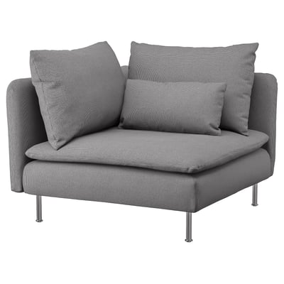 Canapé SÖDERHAMN gris, motif, assise profonde, pieds en métal.