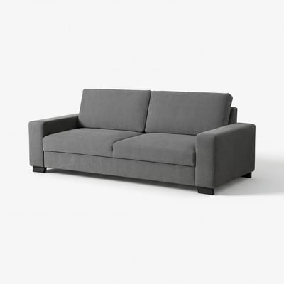 Canapé gris moderne SÖRVALLEN au design minimaliste avec des coussins sur toutes les sections.